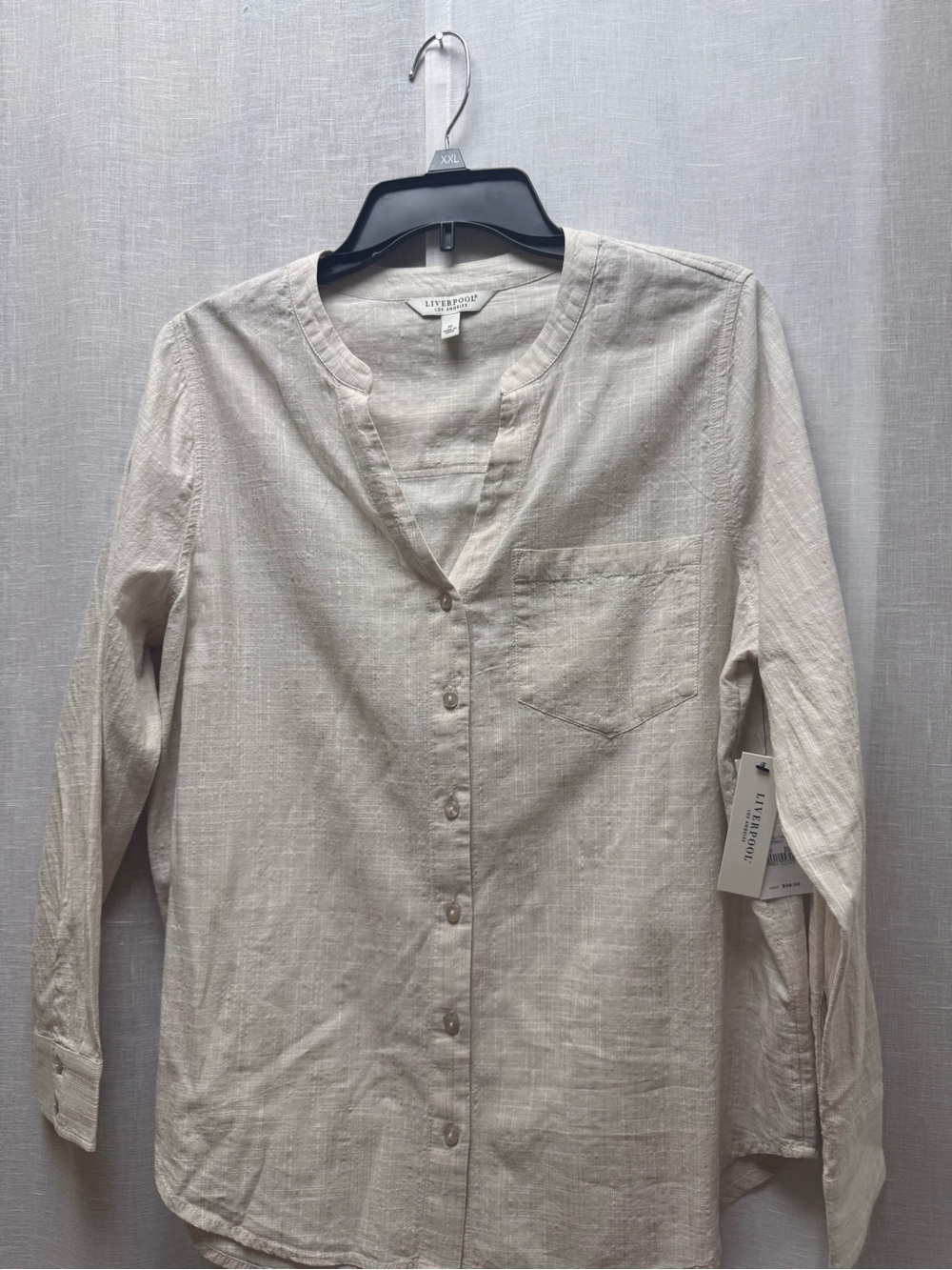 Liverpool women’s  Cream Button-Up Collarless Shirt